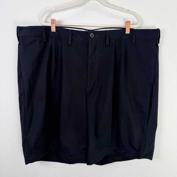 Lands' End Other - Lands End Mens 46T Traditional Fit Black Pleated Chino Shorts 100% Cotton 427859